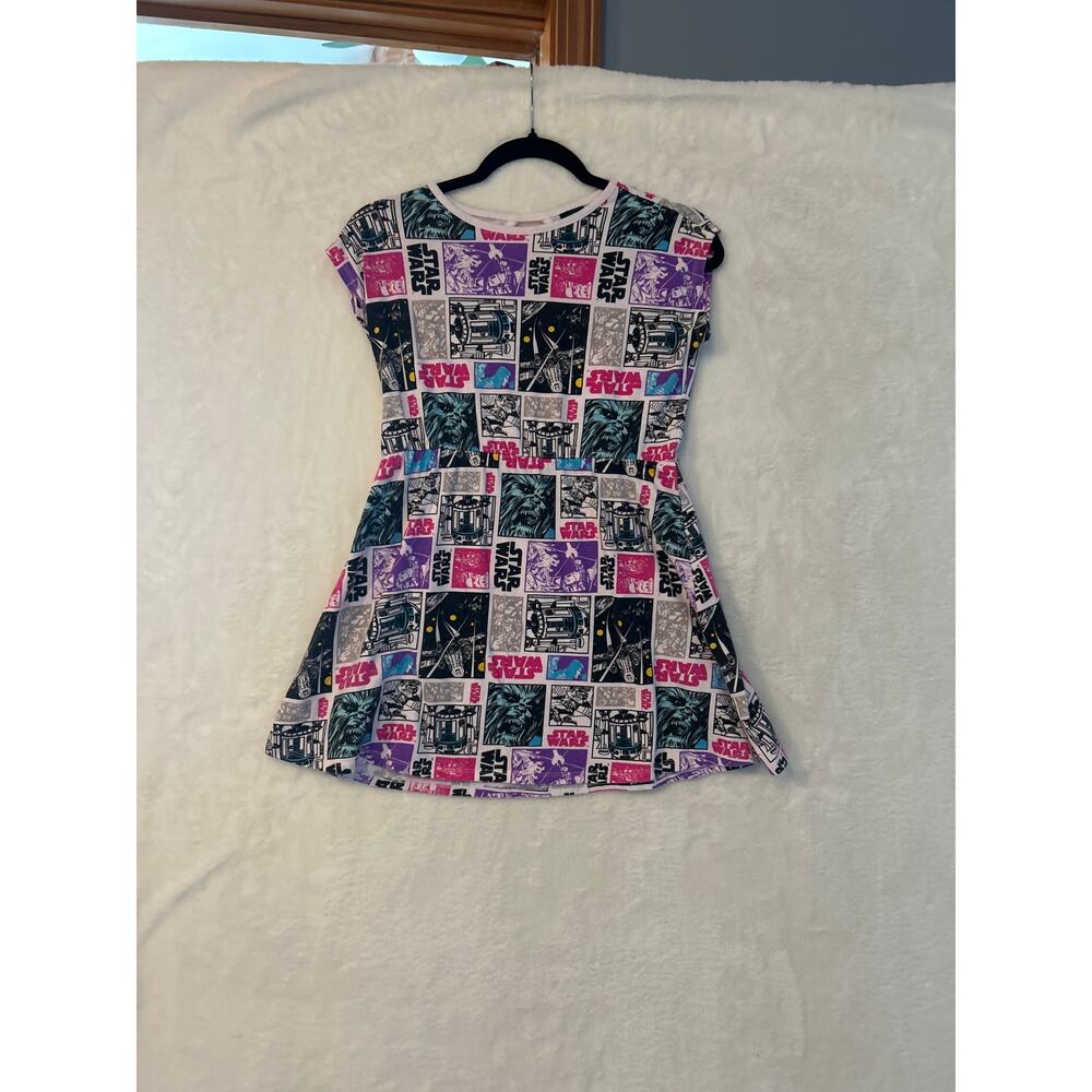 Star Wars Graphic Print Dress Girls Lg 12/14 Gray